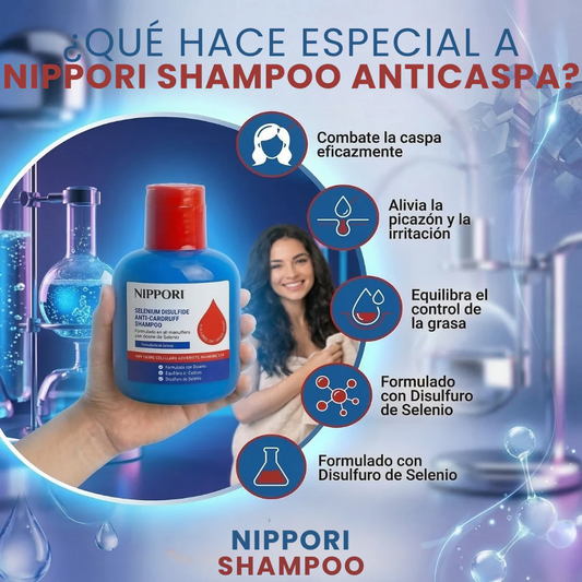 SHAMPOO NIPPORI 360ML ANTI CASPA, DERMATITIS SEBORREICA, HONGOS, GRASA